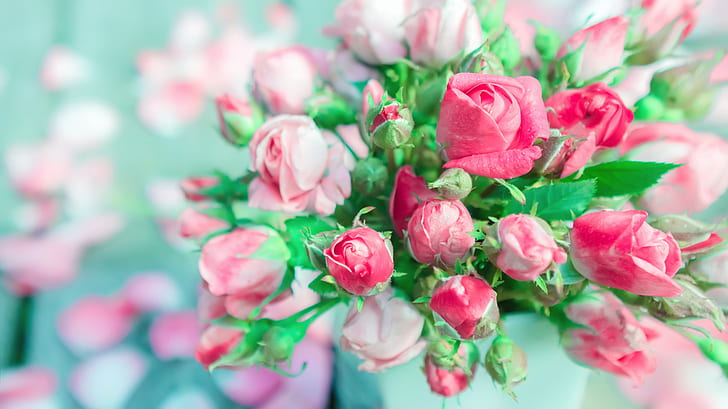flowers bouquet 4k rose buds wallpaper preview